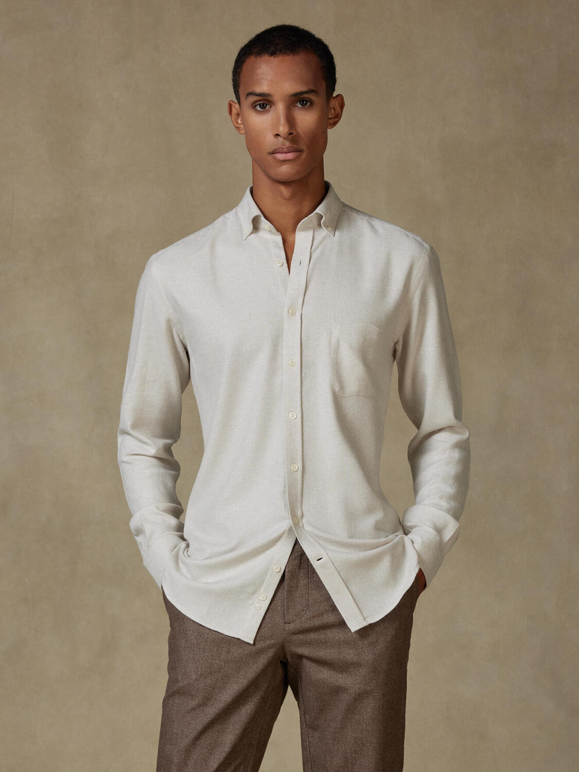 Storm off-white flannel shirt - Button-down collar