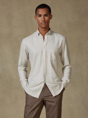 Storm off-white flannel shirt - Button-down collar