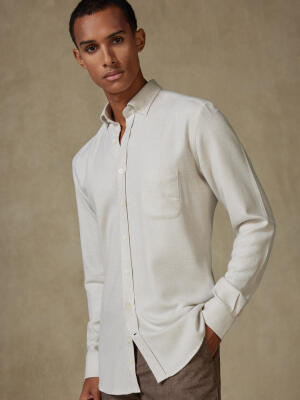 Storm off-white flannel shirt - Button-down collar