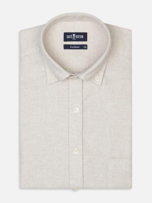 Storm off-white flannel shirt - Button-down collar