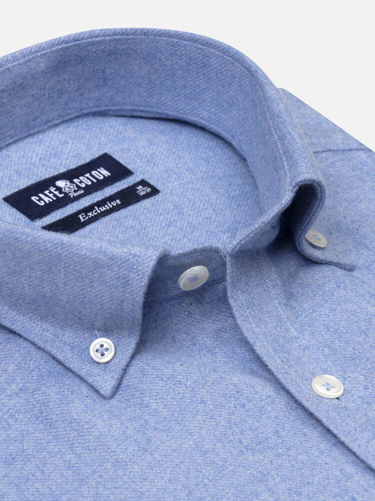 Camicia Storm in flanella cielo - Cuello button-down
