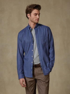 Storm blue flannel shirt - Button-down collar