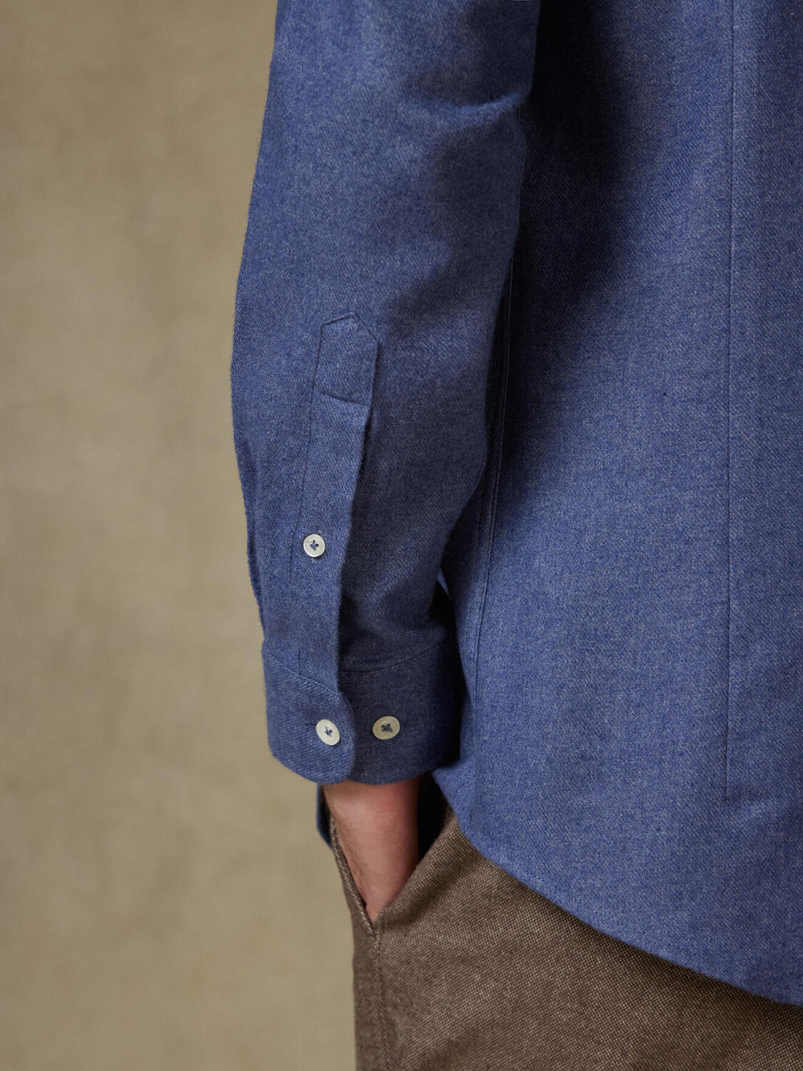 Storm blue flannel shirt - Button-down collar