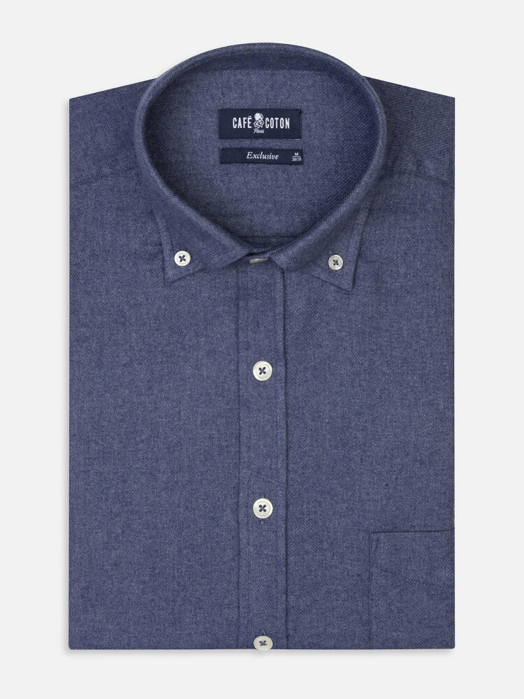 Storm blue flannel shirt - Button-down collar