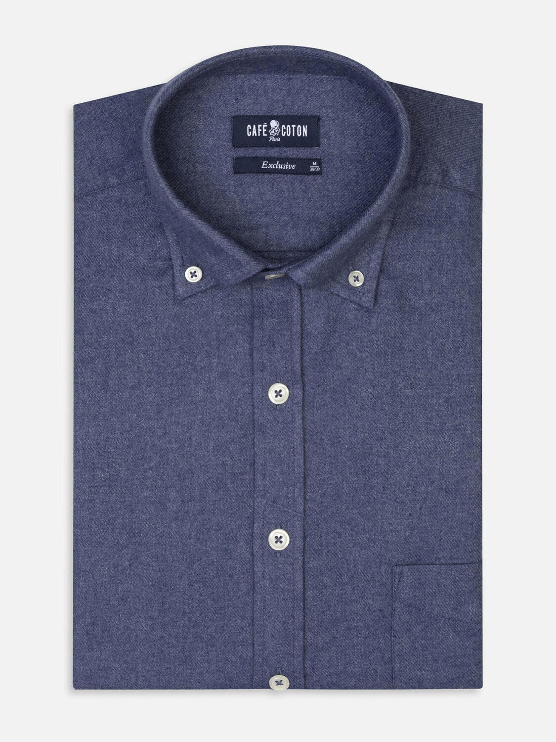 Storm blue flannel shirt - Button-down collar