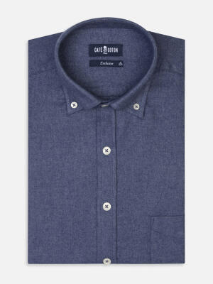 Storm blue flannel shirt - Button-down collar