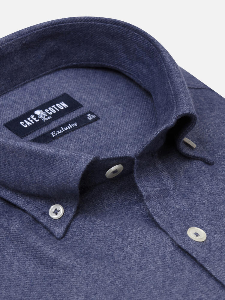 Storm blue flannel shirt - Button-down collar