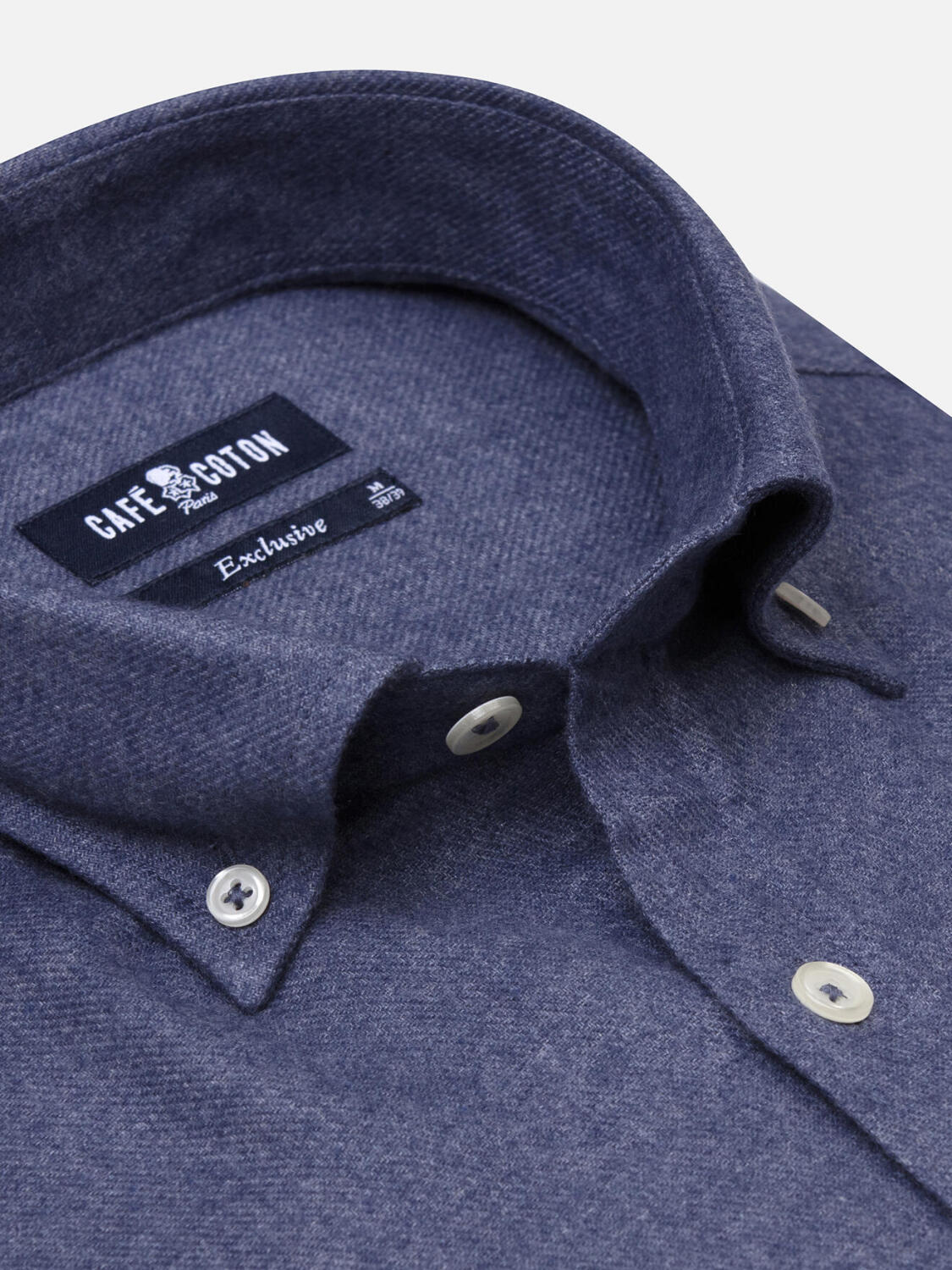 Storm blue flannel shirt - Button-down collar