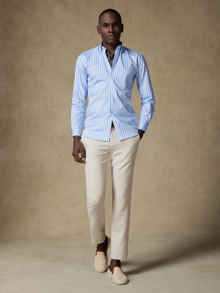 Camicia Toby a righe celeste - Colletto button-down