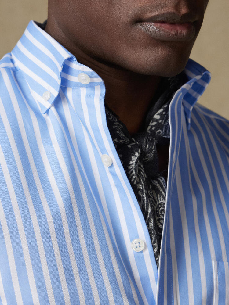 Camicia Toby a righe celeste - Colletto button-down