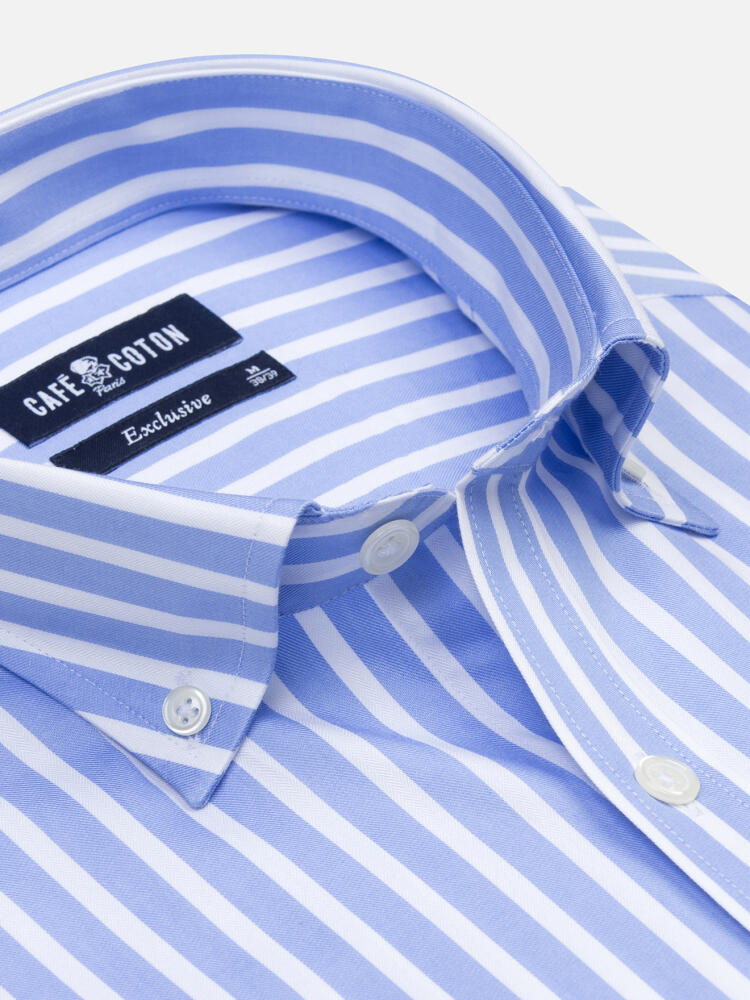 Camicia Toby a righe celeste - Colletto button-down