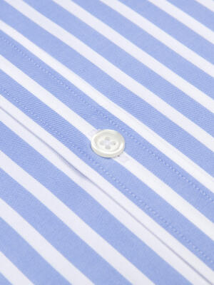 Chemise Toby à rayures ciel  - Col Boutonné