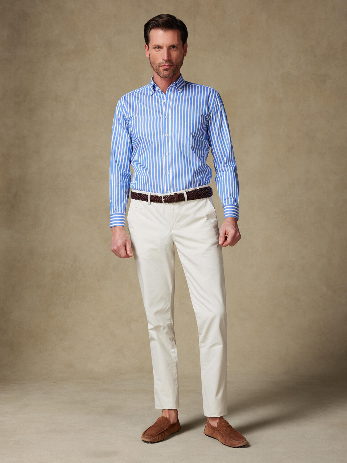 Toby shirt with blue stripes   - Button down collar