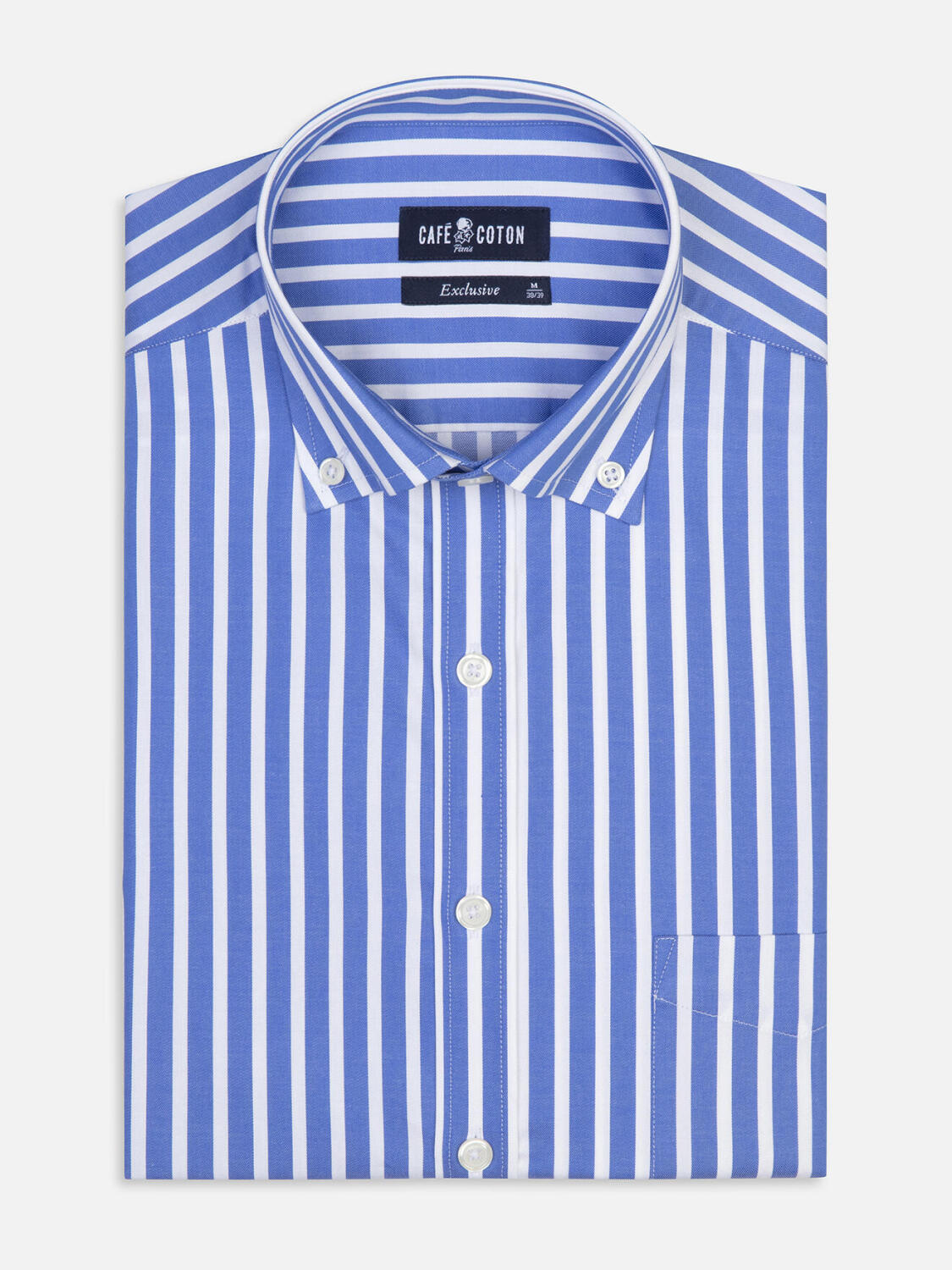 Toby shirt with blue stripes   - Button down collar