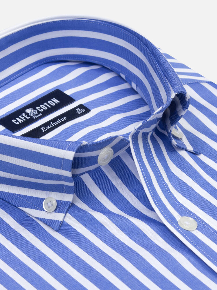 Toby Hemd mit blau Streifen   - Button down Kragen