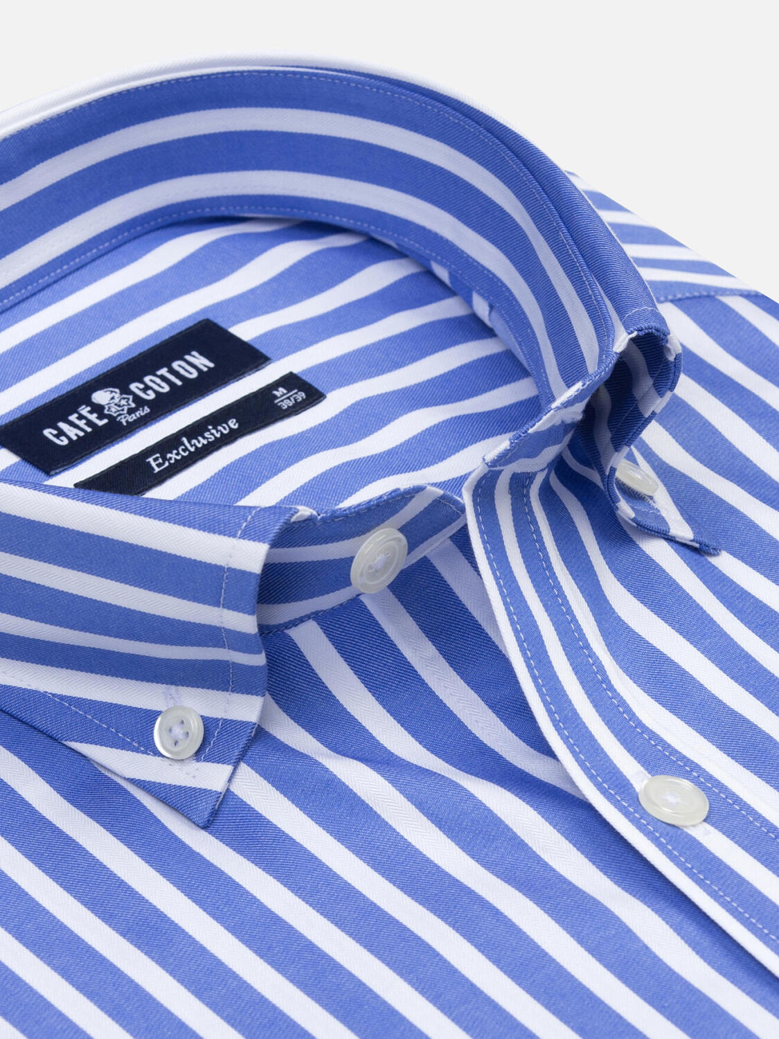 Toby shirt with blue stripes   - Button down collar