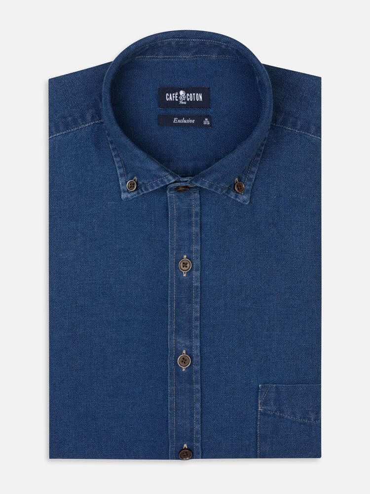 Chemise Tucker indigo - Col boutonn&eacute;