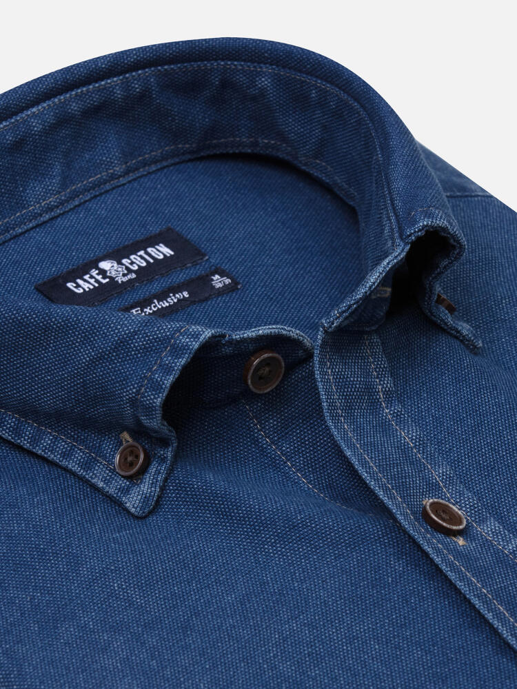 Chemise Tucker indigo - Col boutonn&eacute;