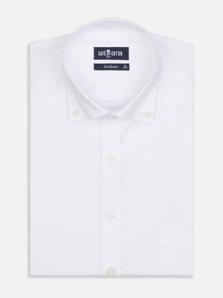 Chemise en twill blanc - Col Boutonné