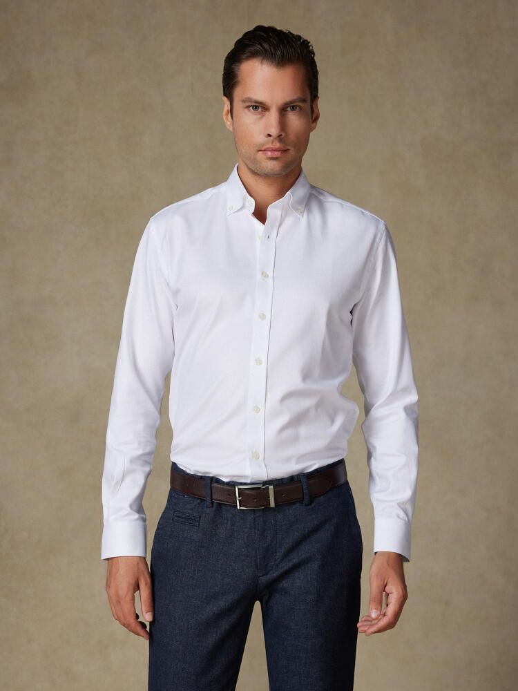 Chemise en twill blanc - Col Boutonné