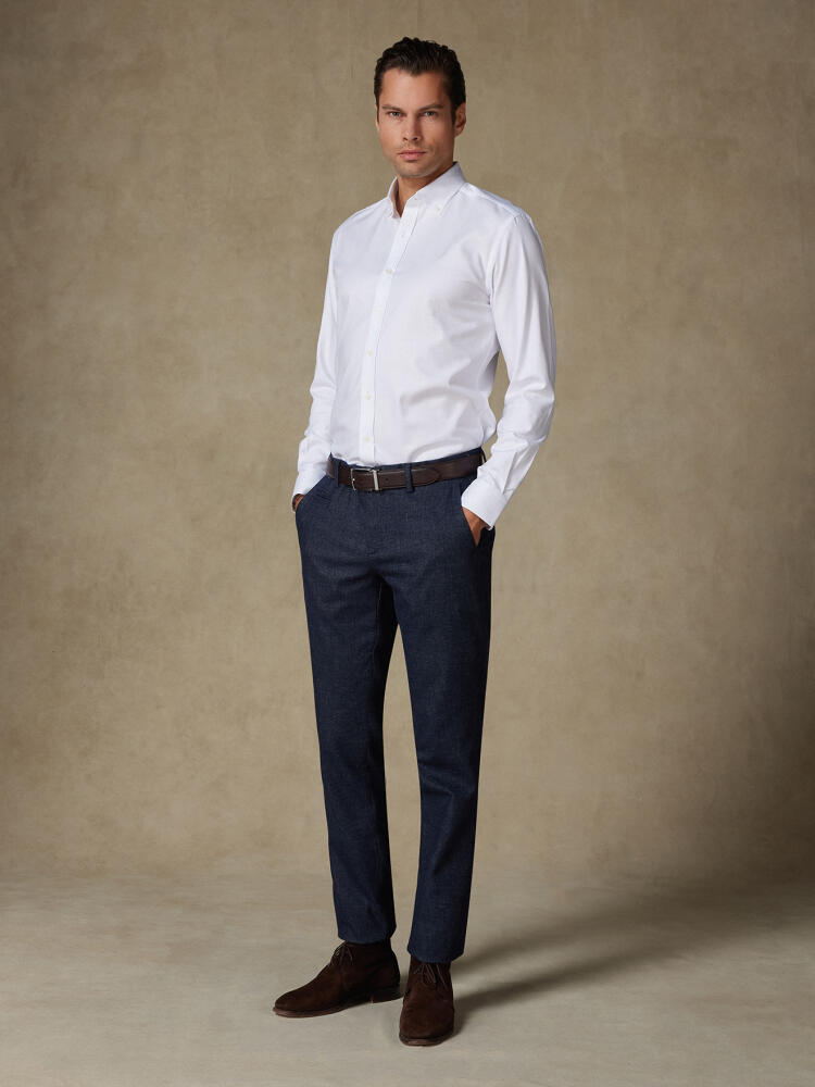 Chemise en twill blanc - Col Boutonné