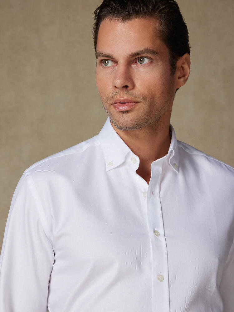 Chemise en twill blanc - Col Boutonné