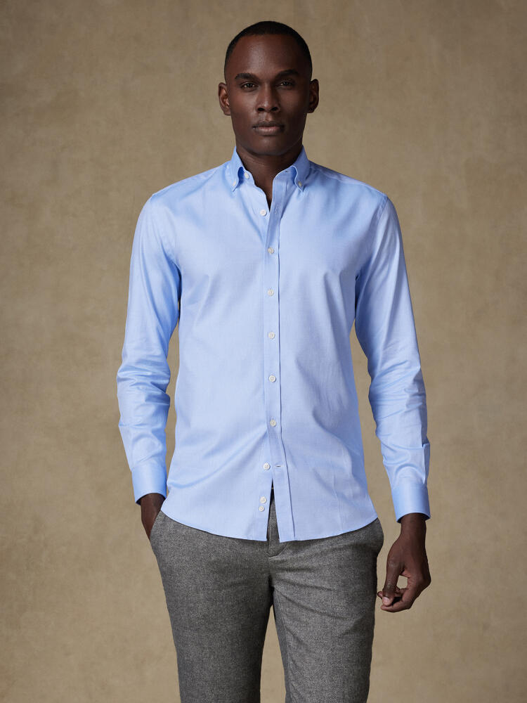 Chemise en twill ciel - Col Boutonné