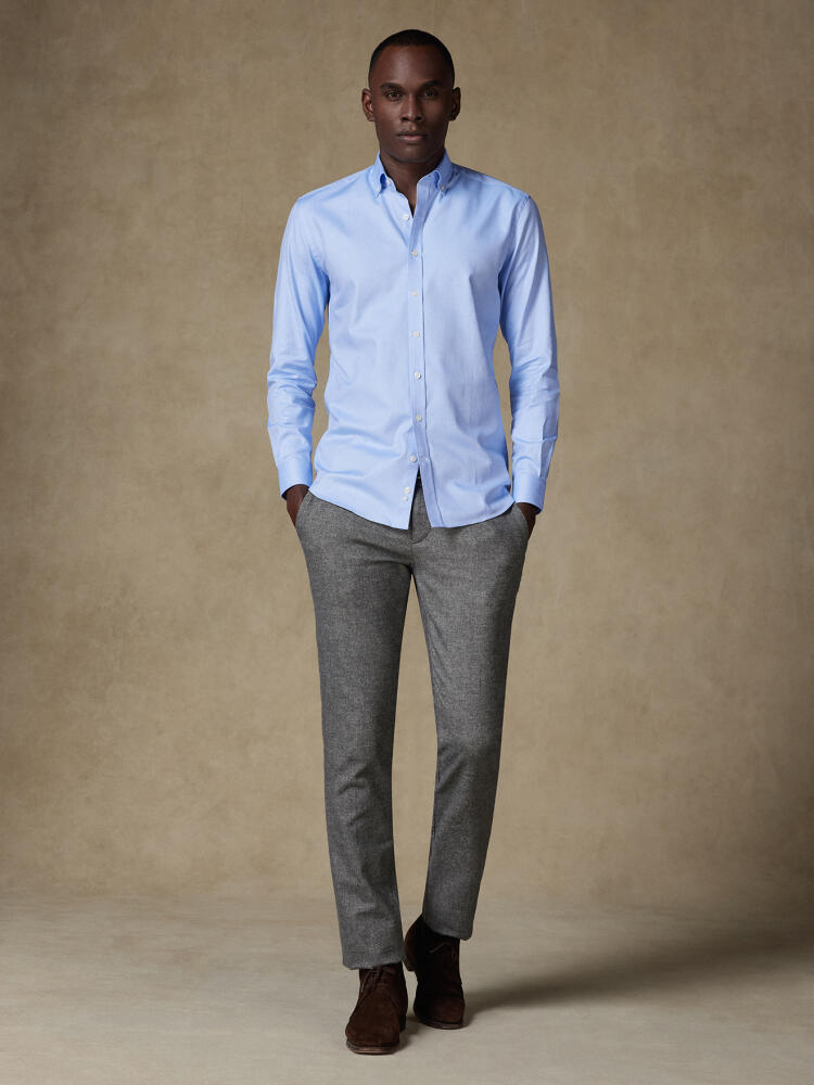 Chemise en twill ciel - Col Boutonné