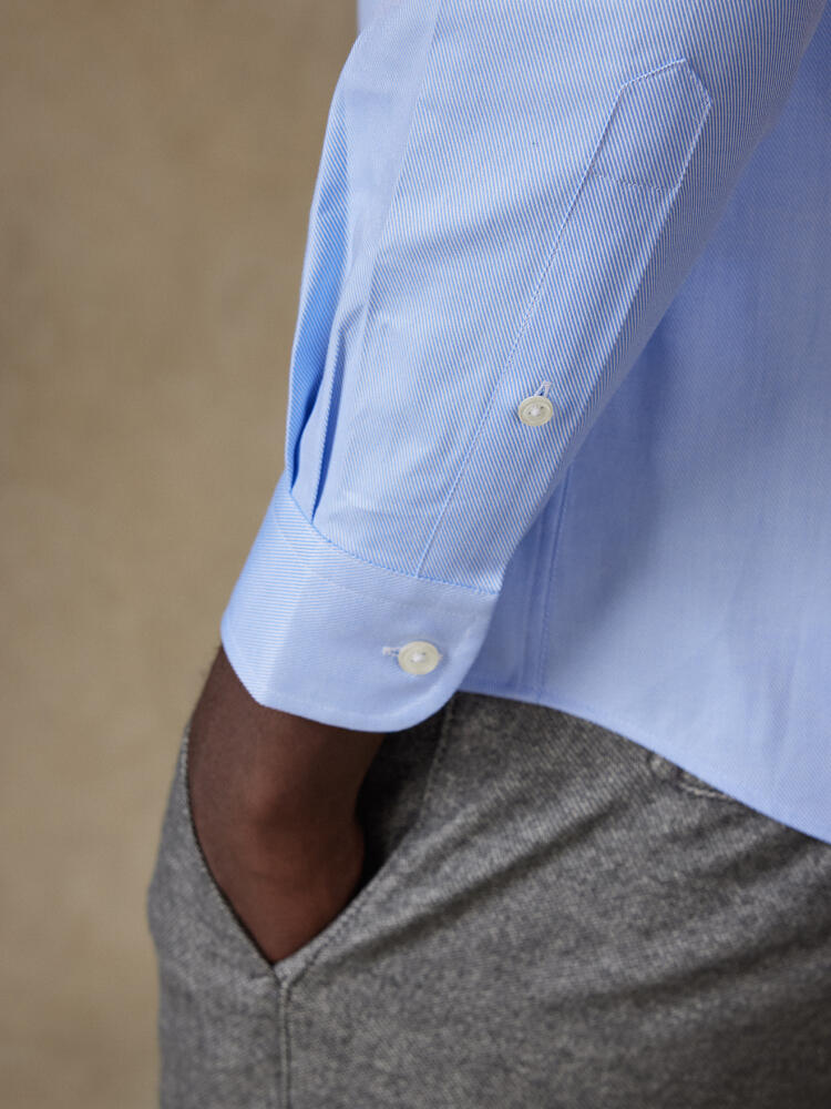 Chemise en twill ciel - Col Boutonné