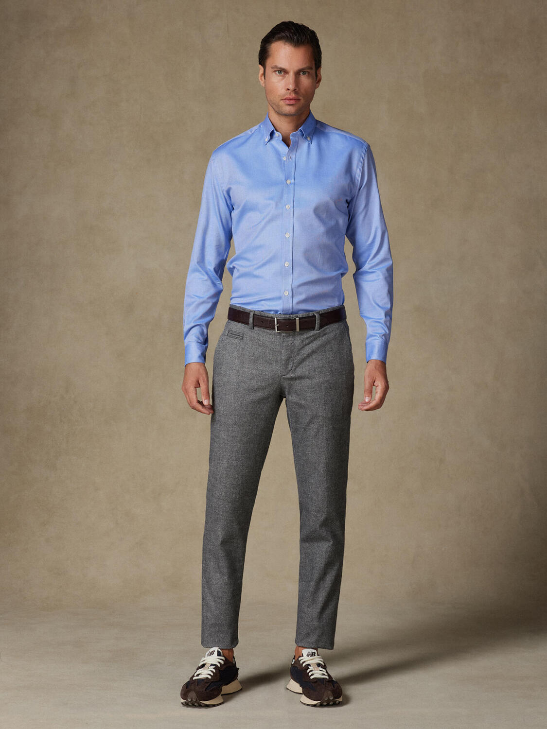 Chemise en twill bleu - Col Boutonné