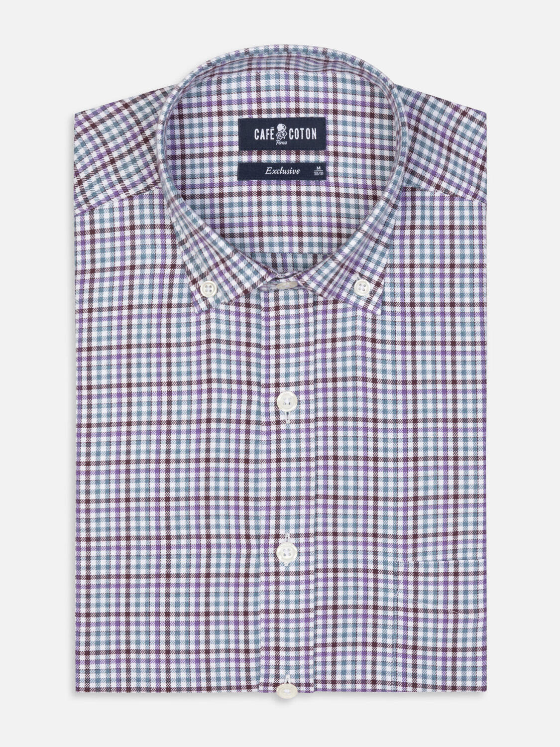 Chemise Upton à carreaux en flanelle  - Col Boutonné