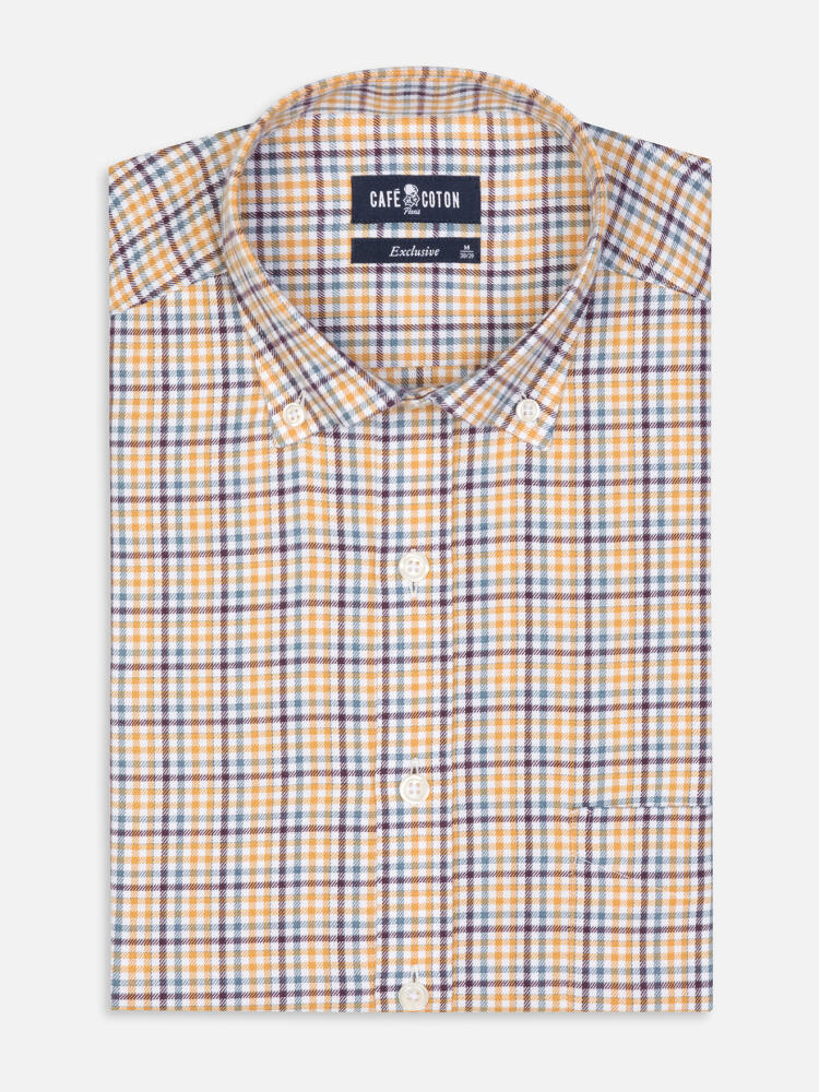 Hemd Upton aus Flanell mit Karos  - Buttondown Kragen