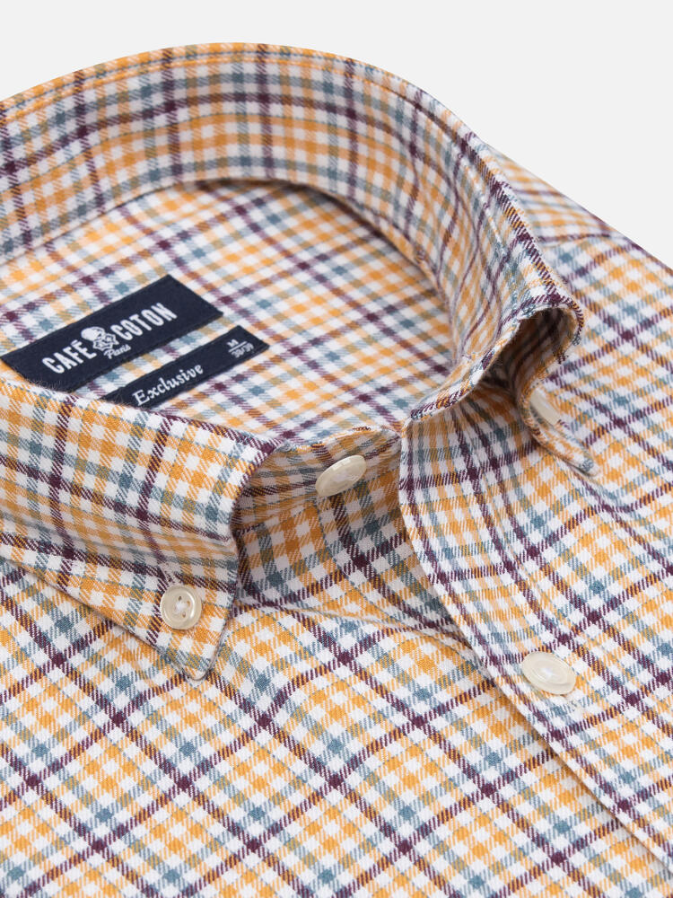 Hemd Upton aus Flanell mit Karos  - Buttondown Kragen