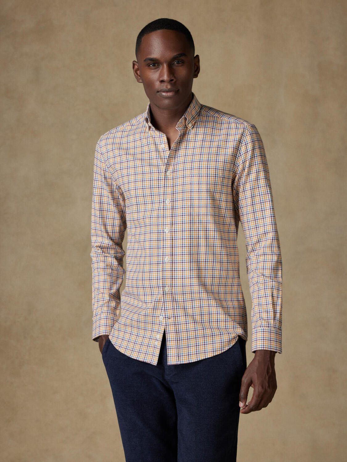 Chemise Upton en flanelle à carreaux  - Col Boutonné