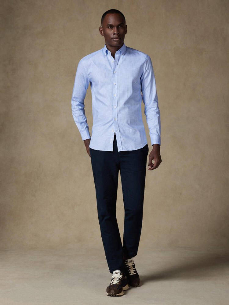 Chemise en vichy ciel - Col Boutonné