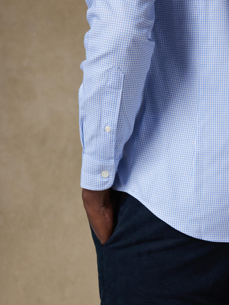 Sky Blue gingham shirt - Button down collar