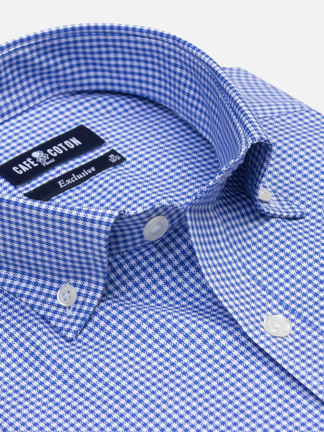 Blaues Gingham-Hemd  - Button down Kragen