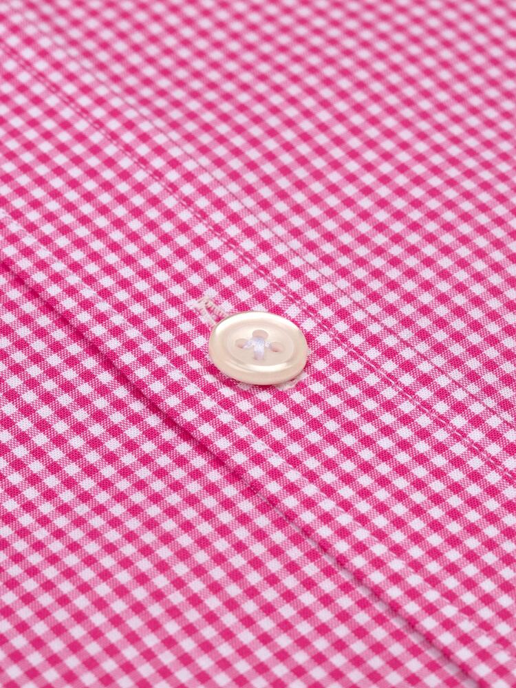 Chemise à carreaux vichy roses - Col Boutonné