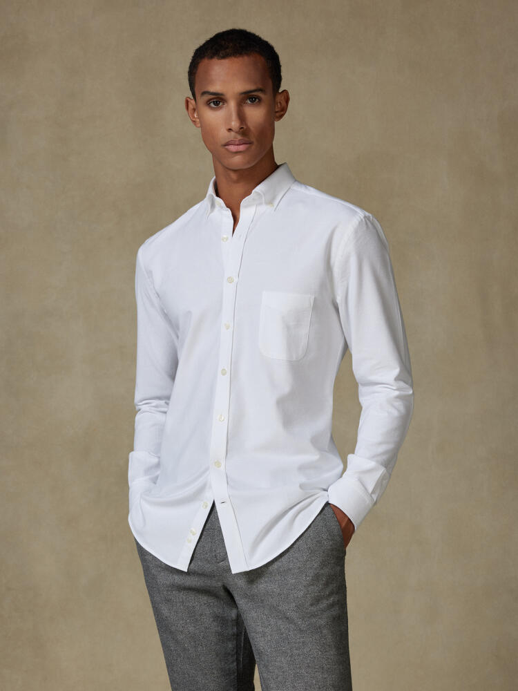 Vils white brushed oxford shirt - Button-down collar