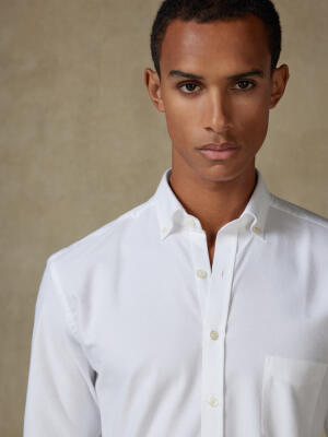 Vils white brushed oxford shirt - Button-down collar