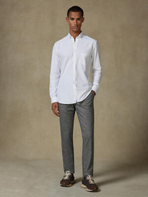 Vils white brushed oxford shirt - Button-down collar