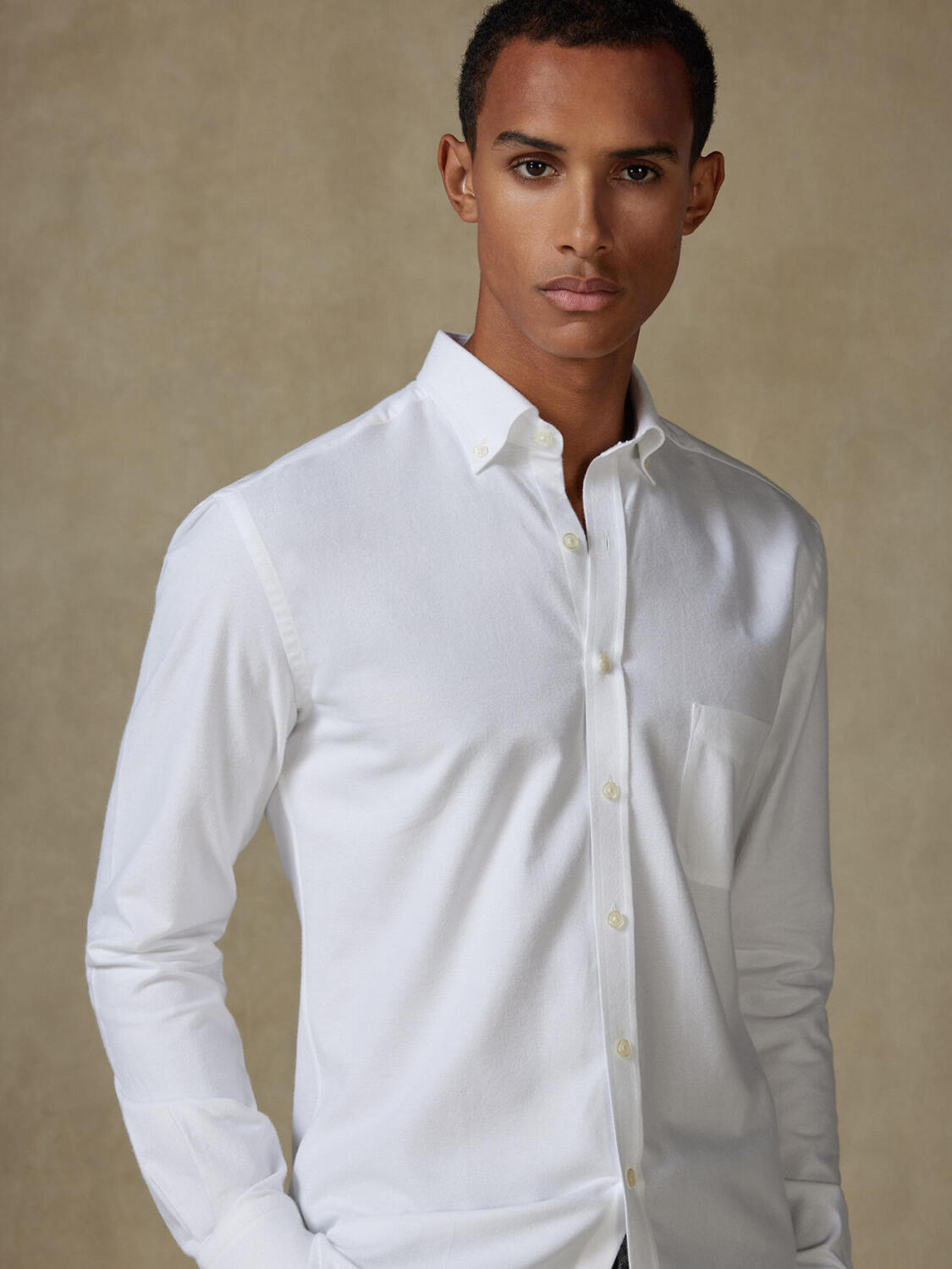 Vils white brushed oxford shirt - Button-down collar