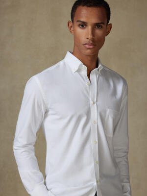 Vils white brushed oxford shirt - Button-down collar