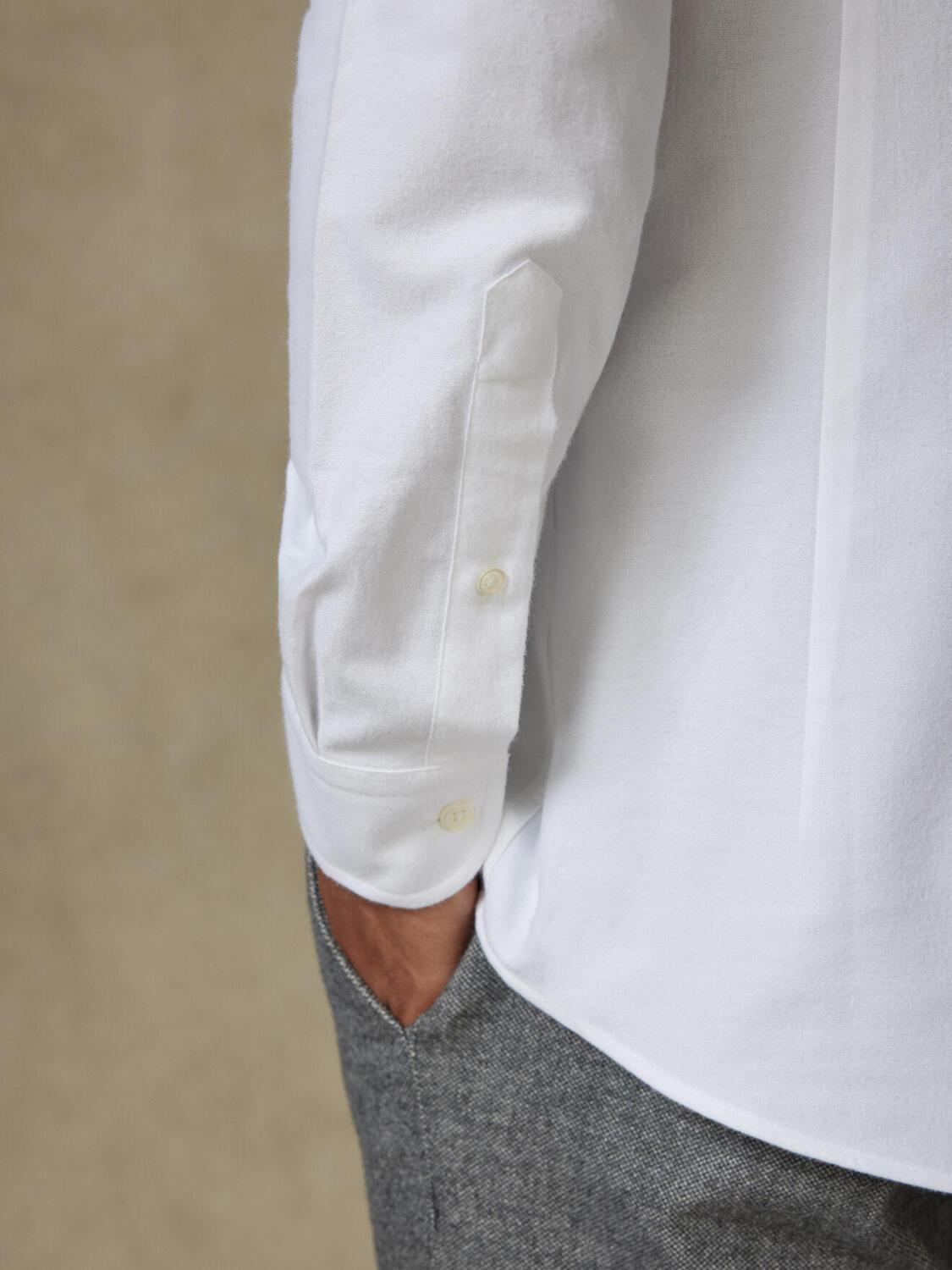 Vils white brushed oxford shirt - Button-down collar