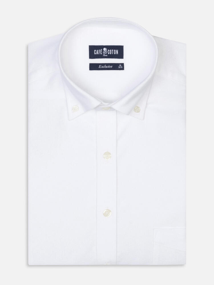 Vils white brushed oxford shirt - Button-down collar