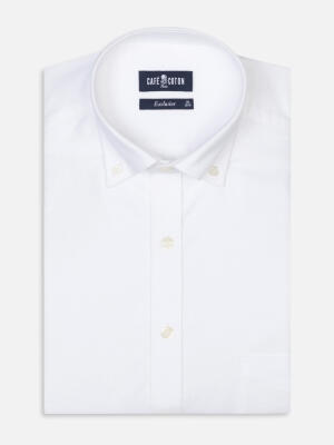 Vils white brushed oxford shirt - Button-down collar