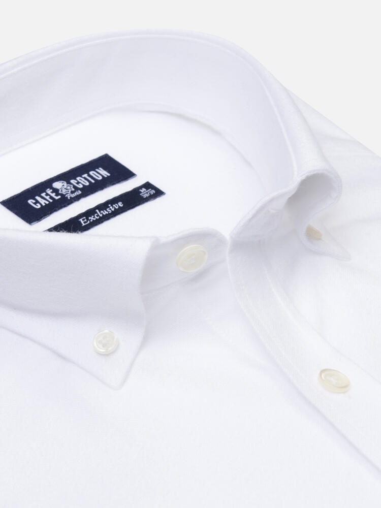 Vils white brushed oxford shirt - Button-down collar