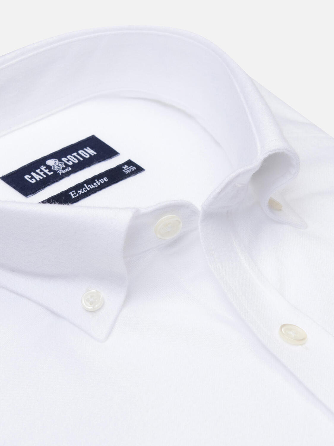 Vils white brushed oxford shirt - Button-down collar