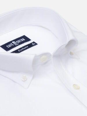 Vils white brushed oxford shirt - Button-down collar