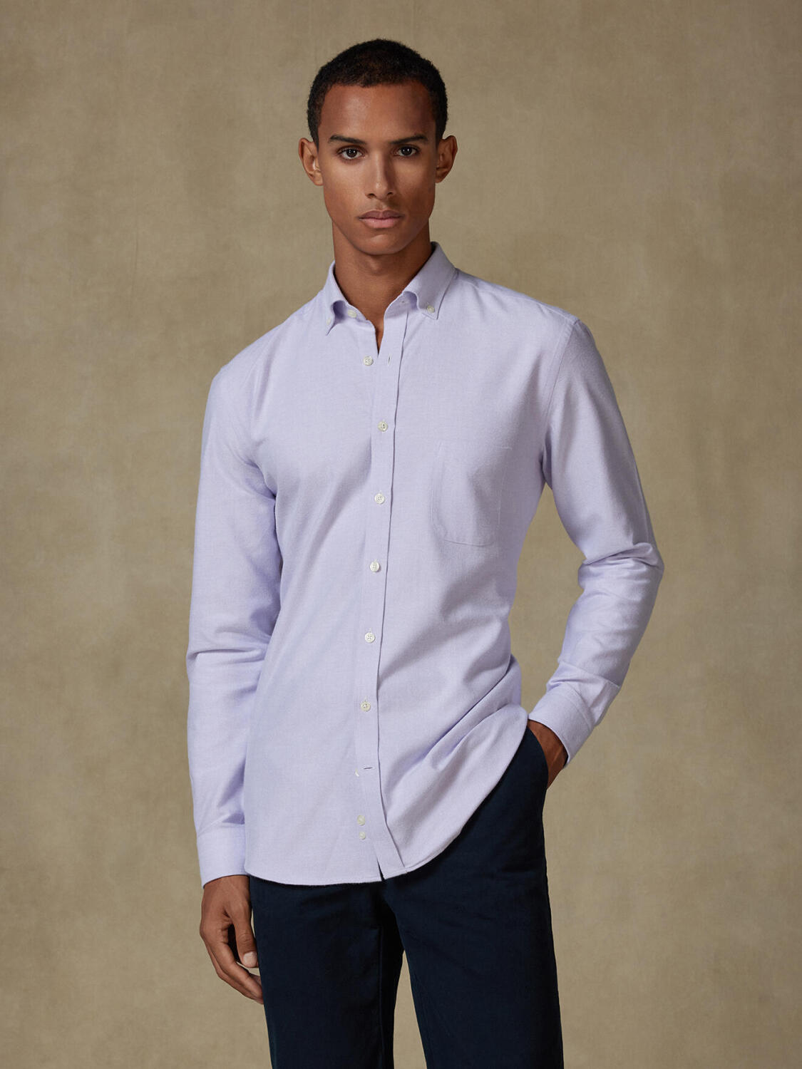 Vils mauve brushed oxford shirt - Button-down collar